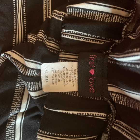 First Love Size Small Black and White Striped Tie Pants - Picture 3 of 3